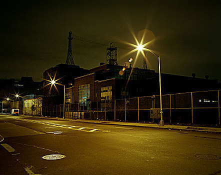 街道,海军造船厂,夜晚,布鲁克林,纽约,美国