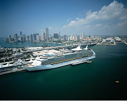 游船,迈阿密,天际线,佛罗里达,美国