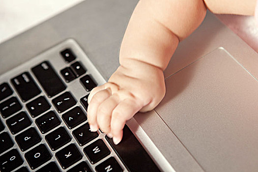 婴儿,幼仔,接触,电脑键盘