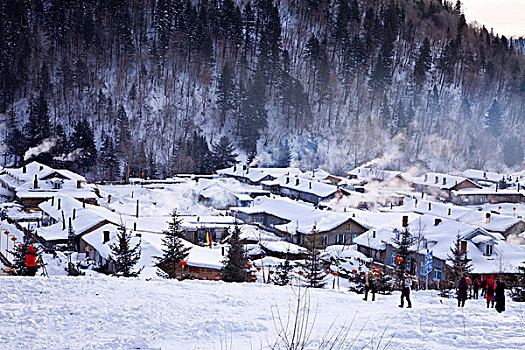 雪乡,双峰林场,村庄,风景,白天,黑龙江,牡丹江