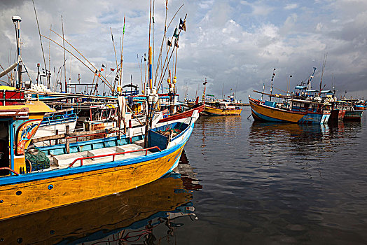 彩色,渔船,港口,布鲁维拉,西部,省,斯里兰卡,亚洲