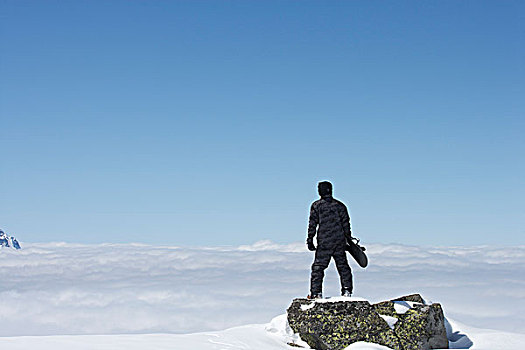 滑雪板玩家,远眺,山坡