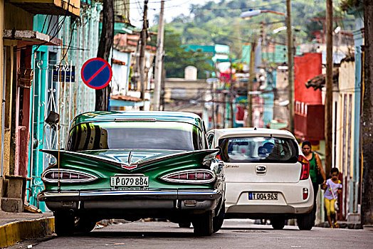 老爷车,历史,道路,绿色,街头生活,市区,圣克拉拉,公园,别墅,古巴