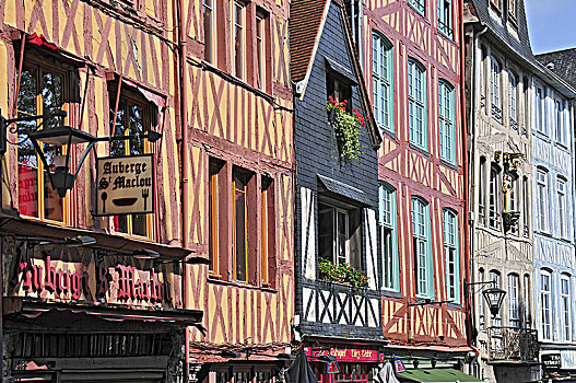半木结构房屋,鲁昂,诺曼底,法国