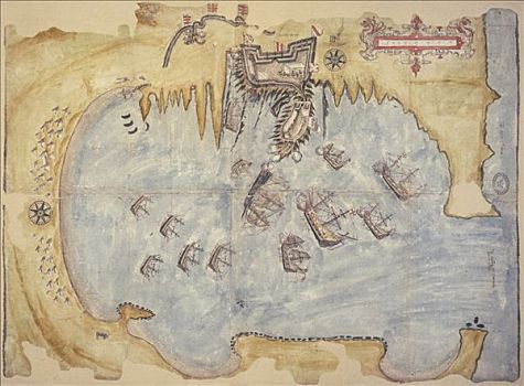 地图,港口,凯瑞郡,爱尔兰,早,17世纪