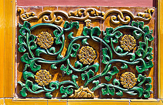 北京故宫彩绘陶瓷浮雕