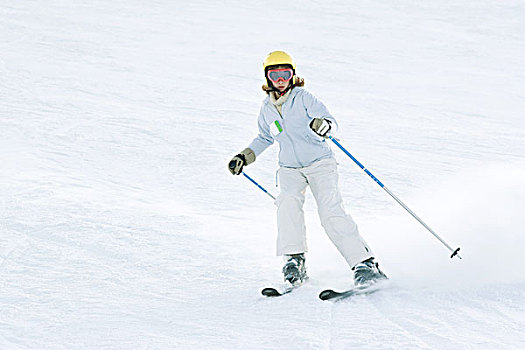女孩,滑雪,滑雪坡,全身