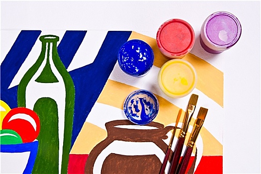 瓶子,颜料,画刷,艺术,绘画