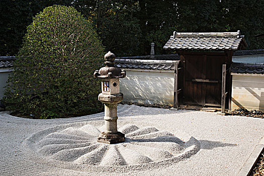 日本,石灯笼,白色,砾石,院落,京都