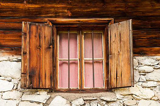 窗户,阿尔卑斯小屋,奥地利