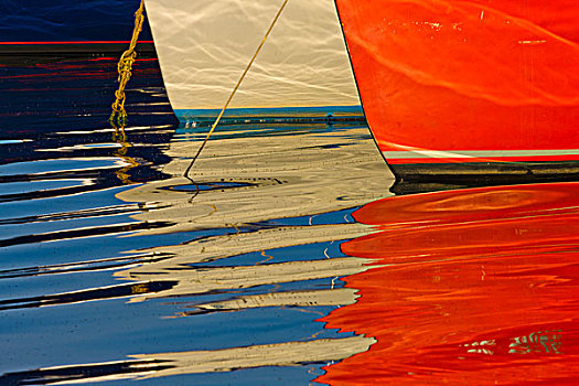 反射,渔船,水上,法国河,爱德华王子岛,加拿大