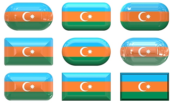 玻璃,扣,旗帜,阿塞拜疆