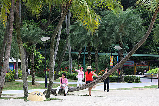 新加坡圣陶沙沙滩游人