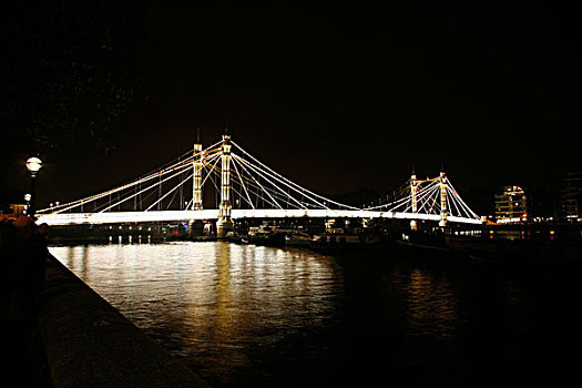 反射,桥,河,泰晤士河,切尔西,伦敦,英格兰