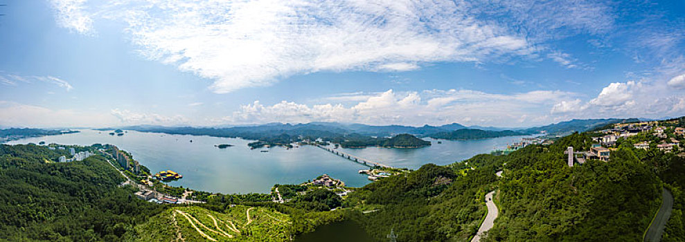 千岛湖天屿山航拍全景