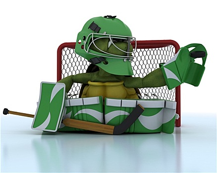 龟,玩,冰球