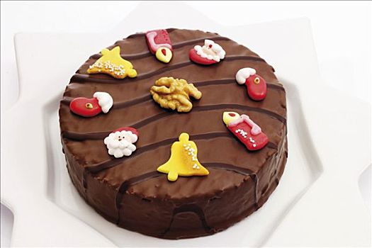 巧克力,胡桃蛋糕,圣诞节,甜饼