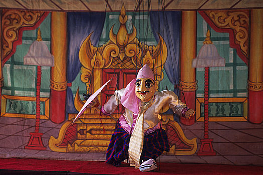 缅甸,异教,传统,木偶,展示