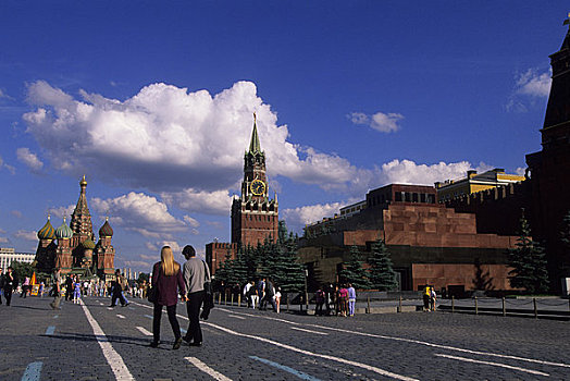 俄罗斯,莫斯科,红场,圣巴西尔大教堂,塔,墓地