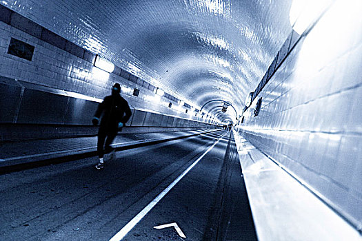 慢跑者,老,隧道,汉堡市,德国,欧洲