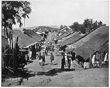 乡村,靠近,加尔各答,印度,迟,19世纪,艺术家,未知