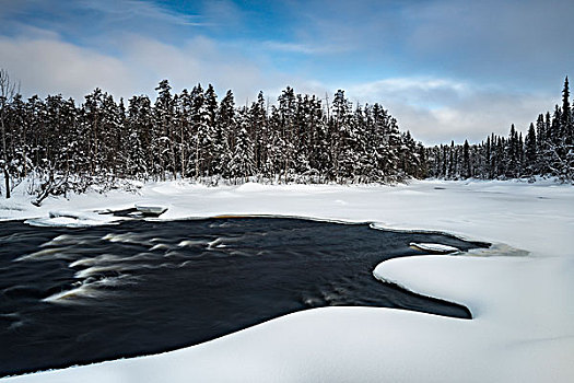冬季风景,河,国家公园,拉普兰,芬兰,欧洲
