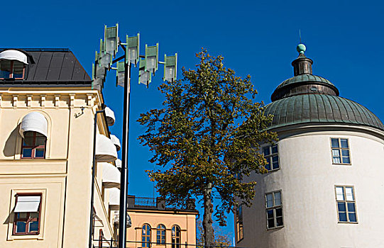斯德哥尔摩,瑞典,市区,特写,老,建筑,城市风光,老城
