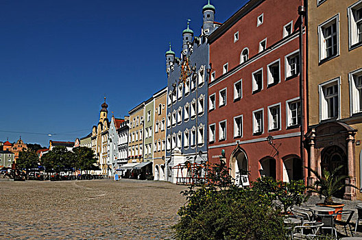 城镇,老,房子,14世纪,16世纪,世纪,布格豪森,上巴伐利亚,德国,欧洲