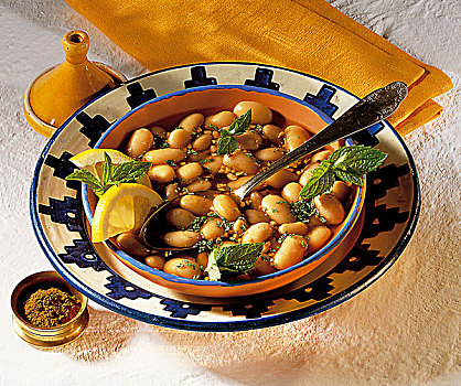豆汤,杏仁,素食主义,炖,摩洛哥,烹饪