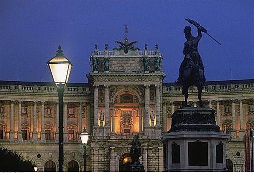 雕塑,灯柱,黄昏,维也纳,奥地利