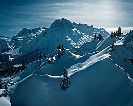 山色,雪中,阿勒堡,奥地利