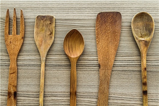 厨房,木质,器具,勺子,叉子