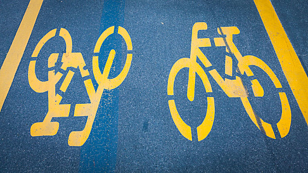 自行车,标识,涂绘,沥青