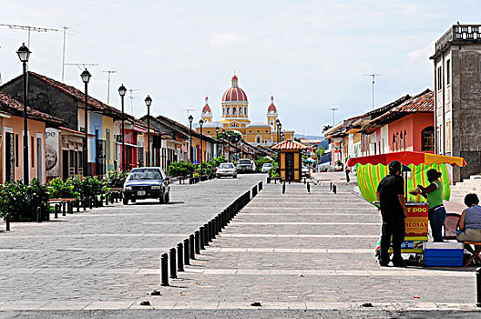 街道,看,大教堂,格拉纳达,尼加拉瓜,中美洲