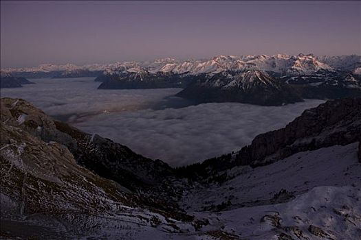 马塔角,山,伯尔尼阿尔卑斯山,冬天,皮拉图斯,山脉,瑞士