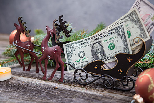 圣诞节,钱,驯鹿,马车