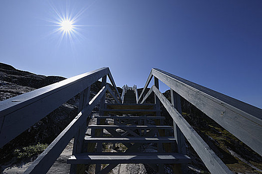 木质,楼梯,伊路利萨特,迪斯科湾,格陵兰