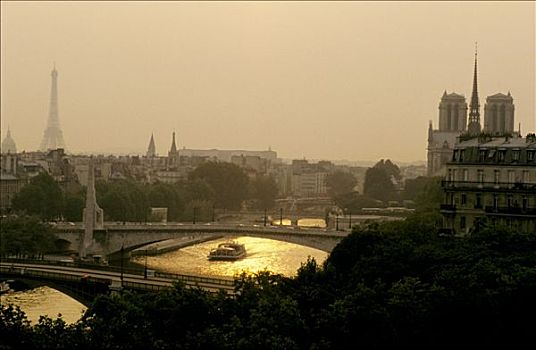 法国,巴黎,日落