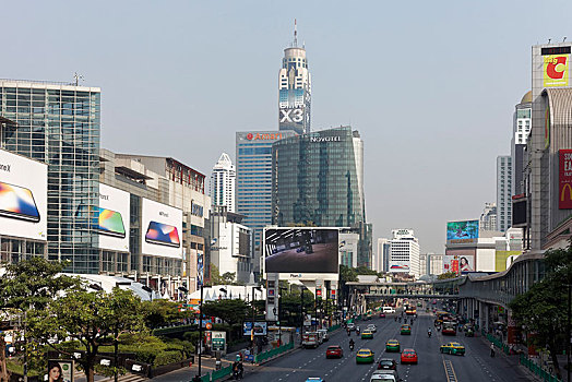 汽车,交通,道路,左边,中心,世界,购物中心,曼谷,泰国,亚洲