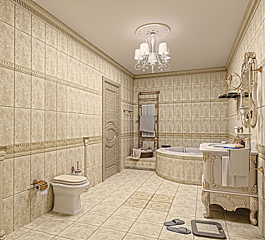 现代,浴室,室内,砖瓦,镜子