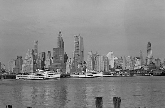 摩天大楼,水岸,曼哈顿,纽约,美国