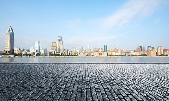 上海外滩万国建筑城市石板路面