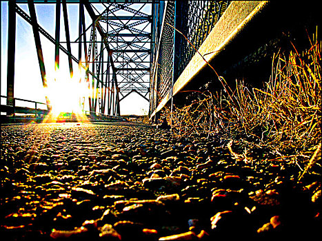 步行桥,日落