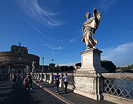 意大利罗马圣天使城堡和圣天使桥