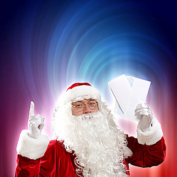 圣诞老人,拿着,圣诞节,信,看镜头