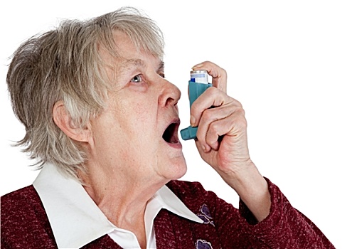 老年,女人,哮喘,呼吸器