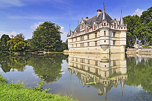 城堡,宁和,反射,一个,法国,文艺复兴,清单,世界遗产