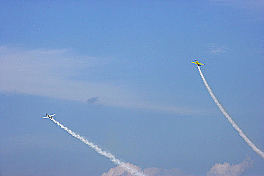 首届重庆梁平航展上的单翼小型飞机作特技飞行表演