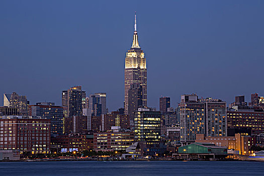 夜景,帝国大厦,霍博肯,水岸,纽约,美国
