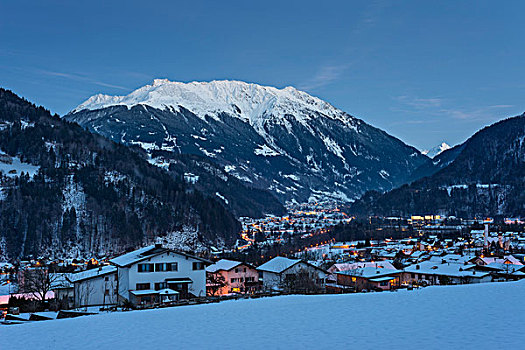 蒙塔丰,山谷,晚上,风景,希尔弗莱塔,滑雪胜地,高处,奥地利,欧洲